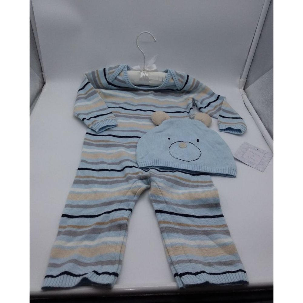 Dylan & Abby Infant Boys Striped Knit Outfit with Hat Size 6-9 Months Baby